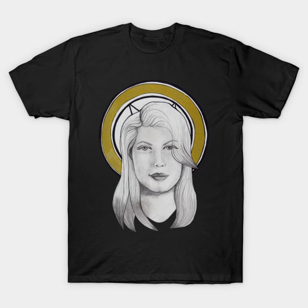 Satanic woman portrait T-Shirt by deadblackpony